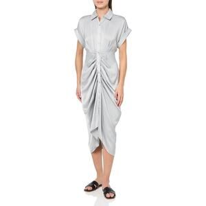 Steve Madden Apparel Short Sleeves Button Front Tori Midi Dress Size 4